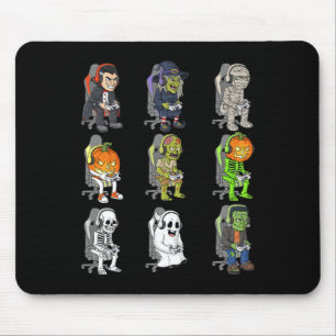Gamer Halloween Skeleton Vampire Gaming Mummy Boys Mouse Pad