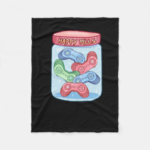 Gamer Happy Pills Sticker Fleece Blanket