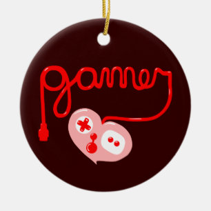 Gamer Heart Ceramic Ornament