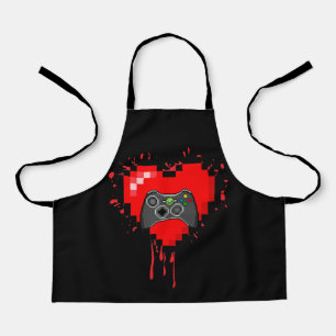 Gamer Heart Valentines Day Video Games Boys Kids Apron