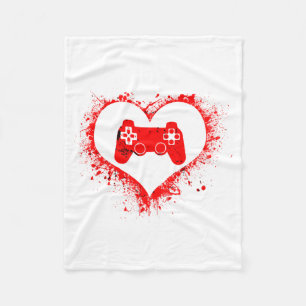 Gamer Heart Valentines Day Video Games Boys Kids T Fleece Blanket