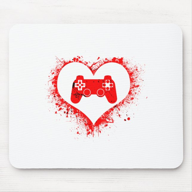 Gamer Heart Valentines Day Video Games Boys Kids T Mouse Pad (Front)