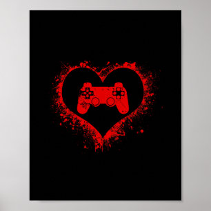 Gamer Heart Valentines Day Video Games Boys Kids T Poster