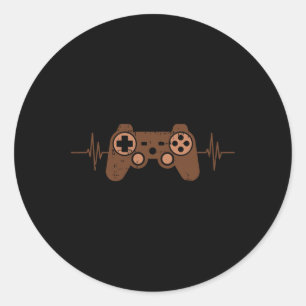 Gamer Heartbeat Black History Month Color Men Wome Classic Round Sticker