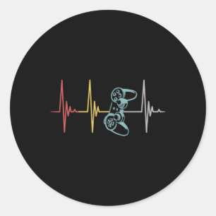 Gamer Heartbeat Controller For Nerd Multiplayer Ga Classic Round Sticker