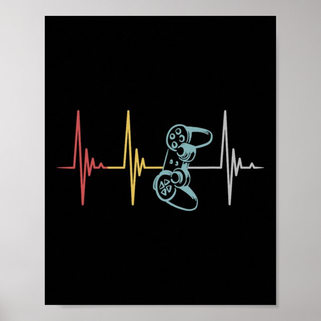 Gamer Heartbeat Controller For Nerd Multiplayer Ga Poster (Front)