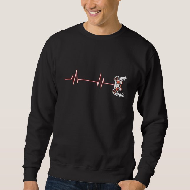Gamer Heartbeat Cool Video Game Controller For Ner Sweatshirt (Front)