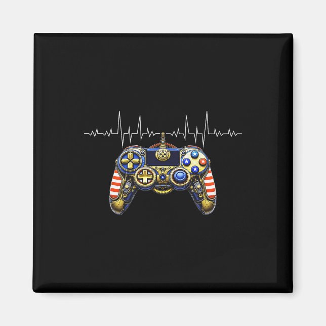 Gamer Heartbeat Design – Gaming Controller Ecg Lin Magnet (Front)