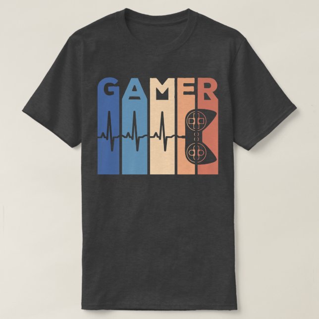 Gamer Heartbeat For Etreme Video Game Players  T-Shirt (Design Front)