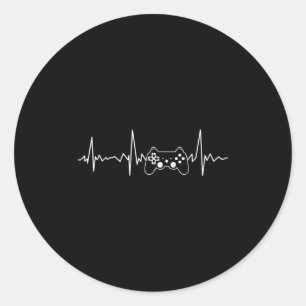 Gamer Heartbeat Funny Video Game Gift Boys Men Gam Classic Round Sticker