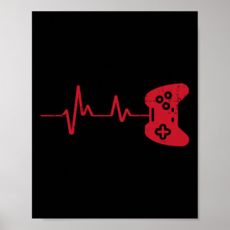 Gamer Heartbeat Game Controller Gaming Boys Kids M Poster