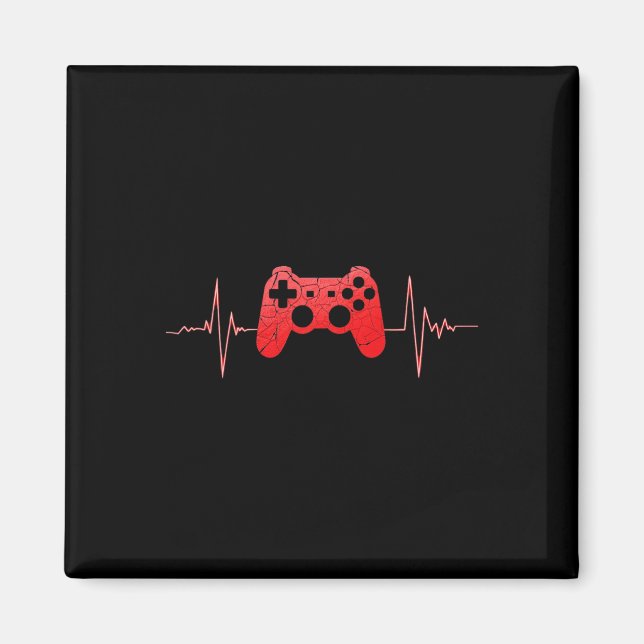 Gamer Heartbeat Pulse Video Game Controller Gaming Magnet (Front)