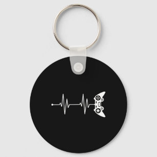 Gamer Heartbeat Shirt Gift For Video Game Lover Vi Key Ring