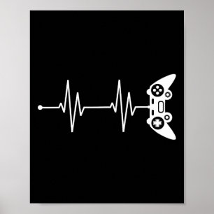 Gamer Heartbeat Shirt Gift For Video Game Lover Vi Poster