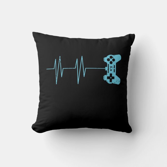 Gamer Heartbeat T-Shirt Video Game Lover Gift Cushion (Front)