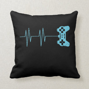 Gamer Heartbeat T-Shirt Video Game Lover Gift Cushion