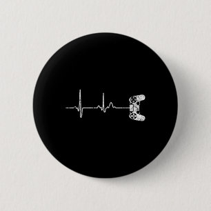Gamer Heartbeat Video Game Lover Gift Shirt 6 Cm Round Badge