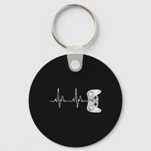 Gamer Heartbeat Video Game Lover Shirt Key Ring