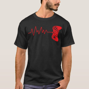Gamer Heartbeat Video Games Gaming Boys Teens Cont T-Shirt
