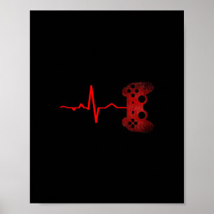 Gamer Heartbeat Video Games Gaming Boys Teens Men Poster