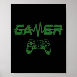 Gamer Heartbeat Video Games Gaming Boys Teens Men Poster