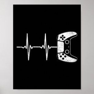 Gamer Heartbeat Video Games Gaming Boys Teens Men Poster
