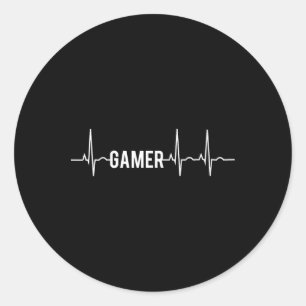 Gamer Heartbeat Video Games Lover Classic Round Sticker