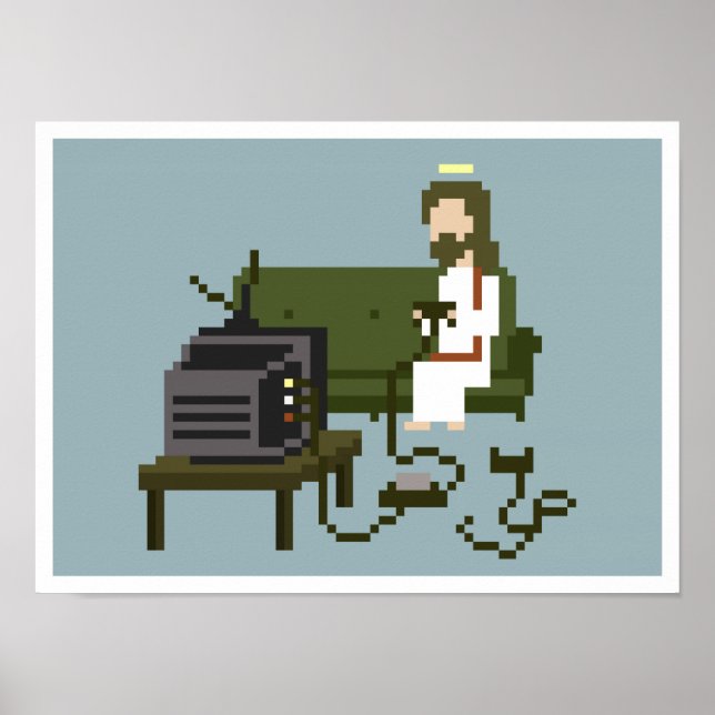 Gamer Jesus Pixel Art Poster (Front)