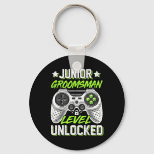 Gamer Junior Groomsman Level Unlocked Video Gaming Key Ring
