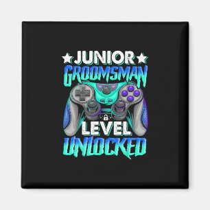 Gamer Junior Groomsman Level Unlocked Video Gaming Magnet