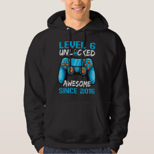 Gamer Kid Birthday Level 6 Unlocked Awesome Since Hoodie