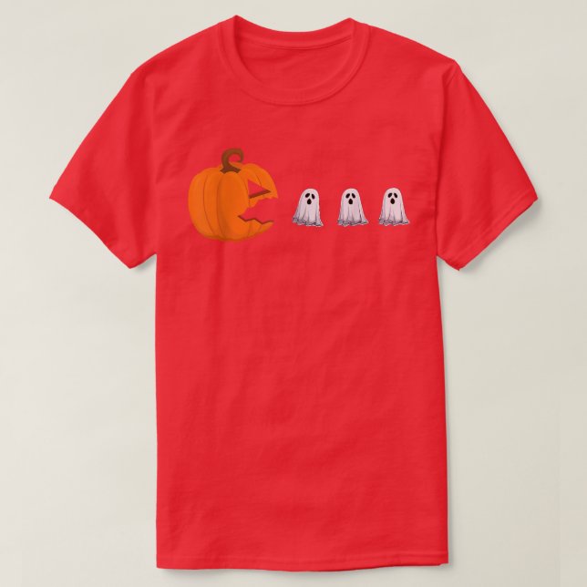 Gamer Kid Halloween  Pumpkin Jack OLantern Eating  T-Shirt (Design Front)