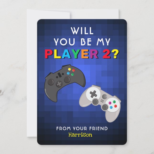 Gamer Kids Classroom Video Game Valentines Day Holiday Card (Front)