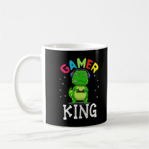 Gamer King T-Rex Dinosaur Playing Video Games Kid Coffee Mug
