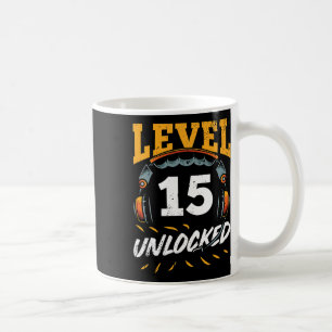 Gamer Level 15 Unlocked Video Game Fan 15th Birthd Coffee Mug