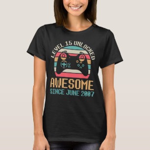 Gamer Level 15 Yrs Birthday Unlocked Awesome Since T-Shirt