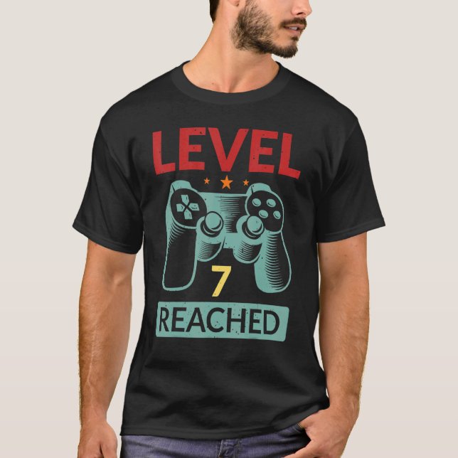 Gamer Level 7 Reached  7th Birthday 1 T-Shirt (Front)