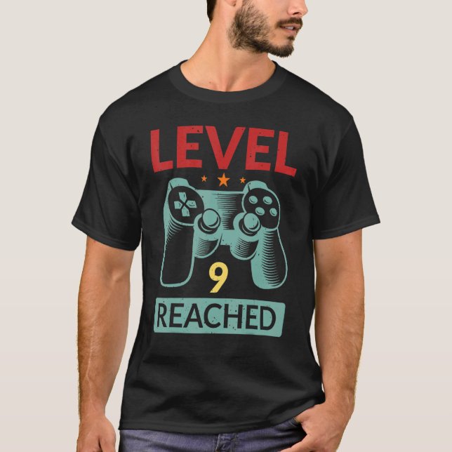 Gamer Level 9 Reached  9th Birthday 1 T-Shirt (Front)