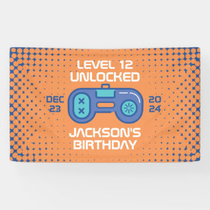 Gamer Level Unlocked Video Games Boy's Birthday Banner