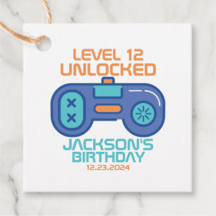 Gamer Level Unlocked Video Games Boy's Birthday Favour Tags