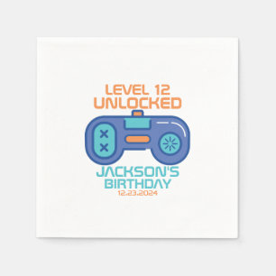 Gamer Level Unlocked Video Games Boy's Birthday Napkin