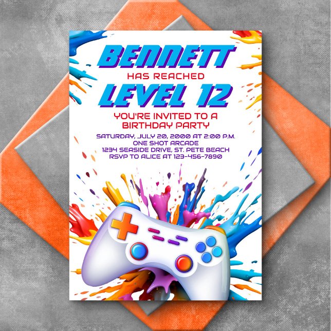 Gamer Level Up Birthday Invitation (Creator Uploaded)