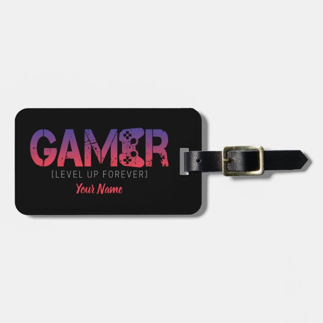 Gamer Level Up Forever Geschenk für Nerd und Geek Luggage Tag (Front Horizontal)