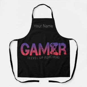 Gamer Level Up Forever Vintage Gamepad Design Apron