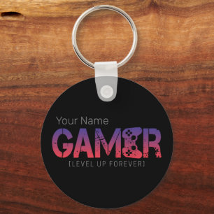 Gamer Level Up Forever Vintage Gamepad Design Key Ring