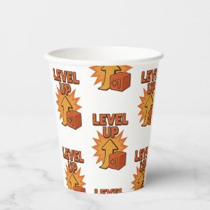 Gamer Level Up Men T-shirt women Jean Jacket Paper Cups