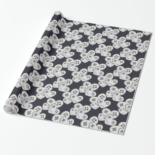 Gamer Love Controller Heart Wrapping Paper