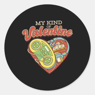 Gamer Love My Kind Of Valentine  Classic Round Sticker