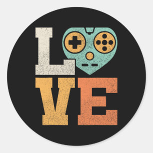 Gamer Love Outfit Vintage Video Game Costume Retro Classic Round Sticker