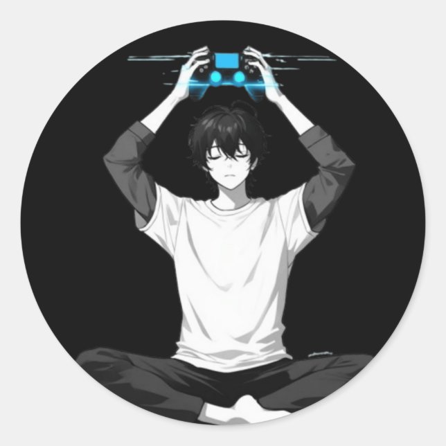 Gamer Meditation Mind Loading Classic Round Sticker (Front)